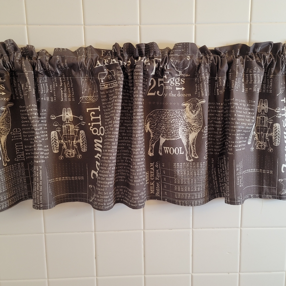 Farmhouse Window Valance Topper Professionally Sewn 13" × 53"